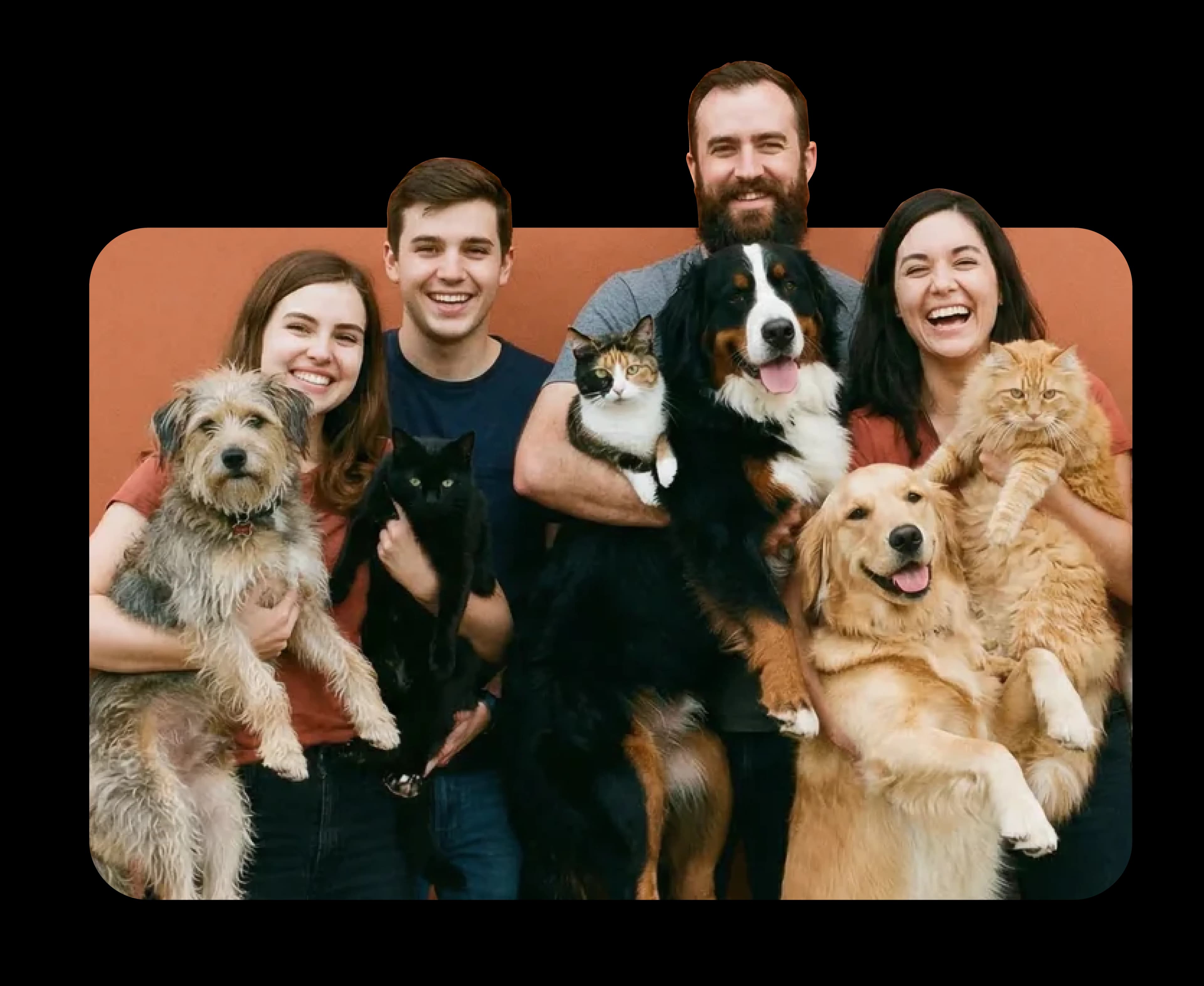 Happy team and pets