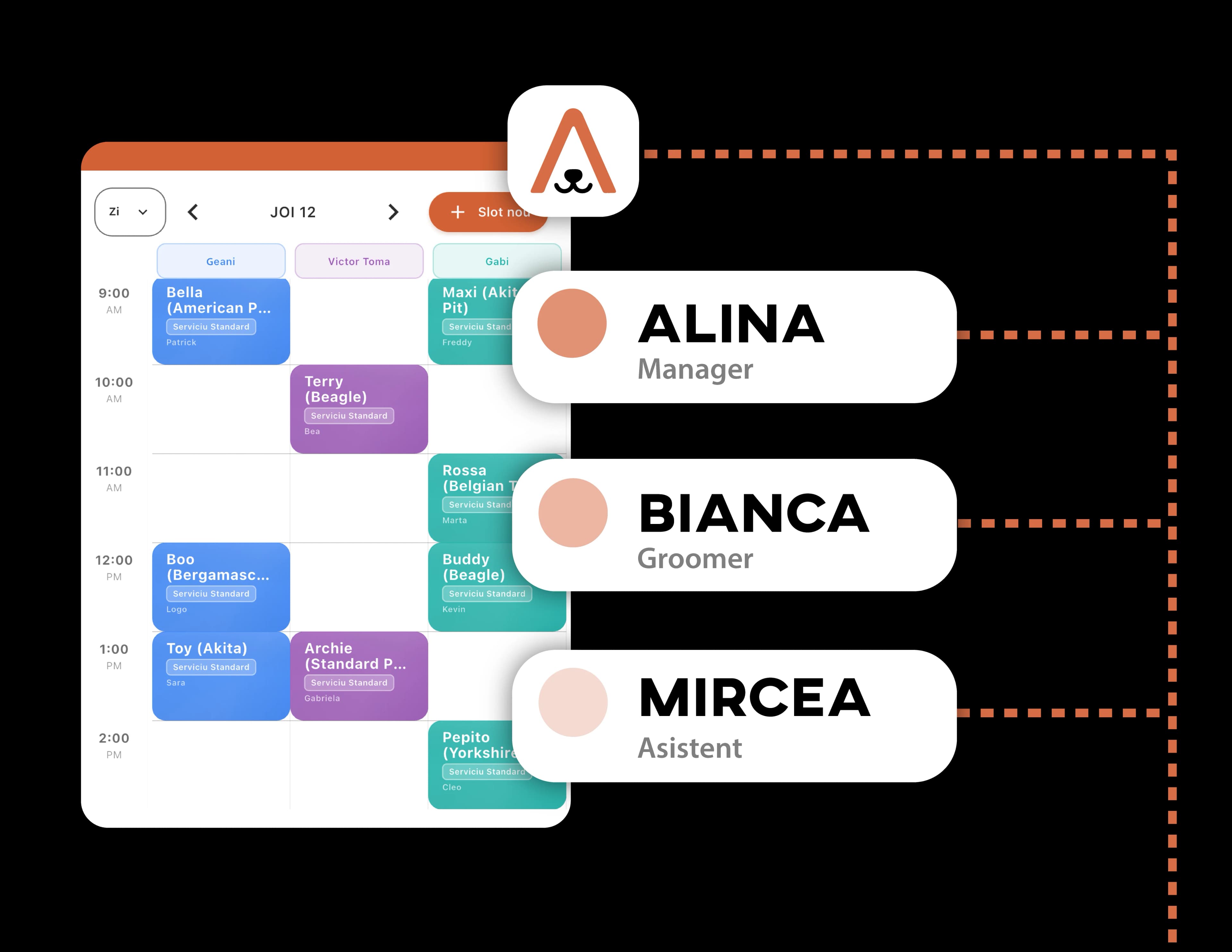 Real-time team calendar with appointments